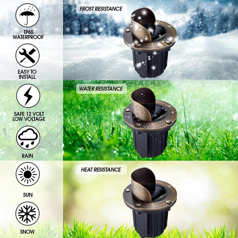 MIK Solutions LED Spot Lights Outdoor Landscape Lighting Well Lights 174 - Solid Brass In Ground Light with 7W LED Bulb Security Landscape for Bright Long Lasting Home Garden Patio Pool Area Deck Lighting - Image 3